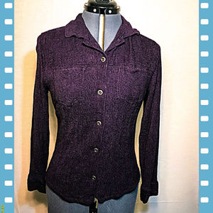 Chico's Purple Textured Silk Blend Button Shirt